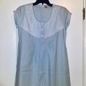 The Vermont Country Store Small Blue Lace Cotton Nightgown